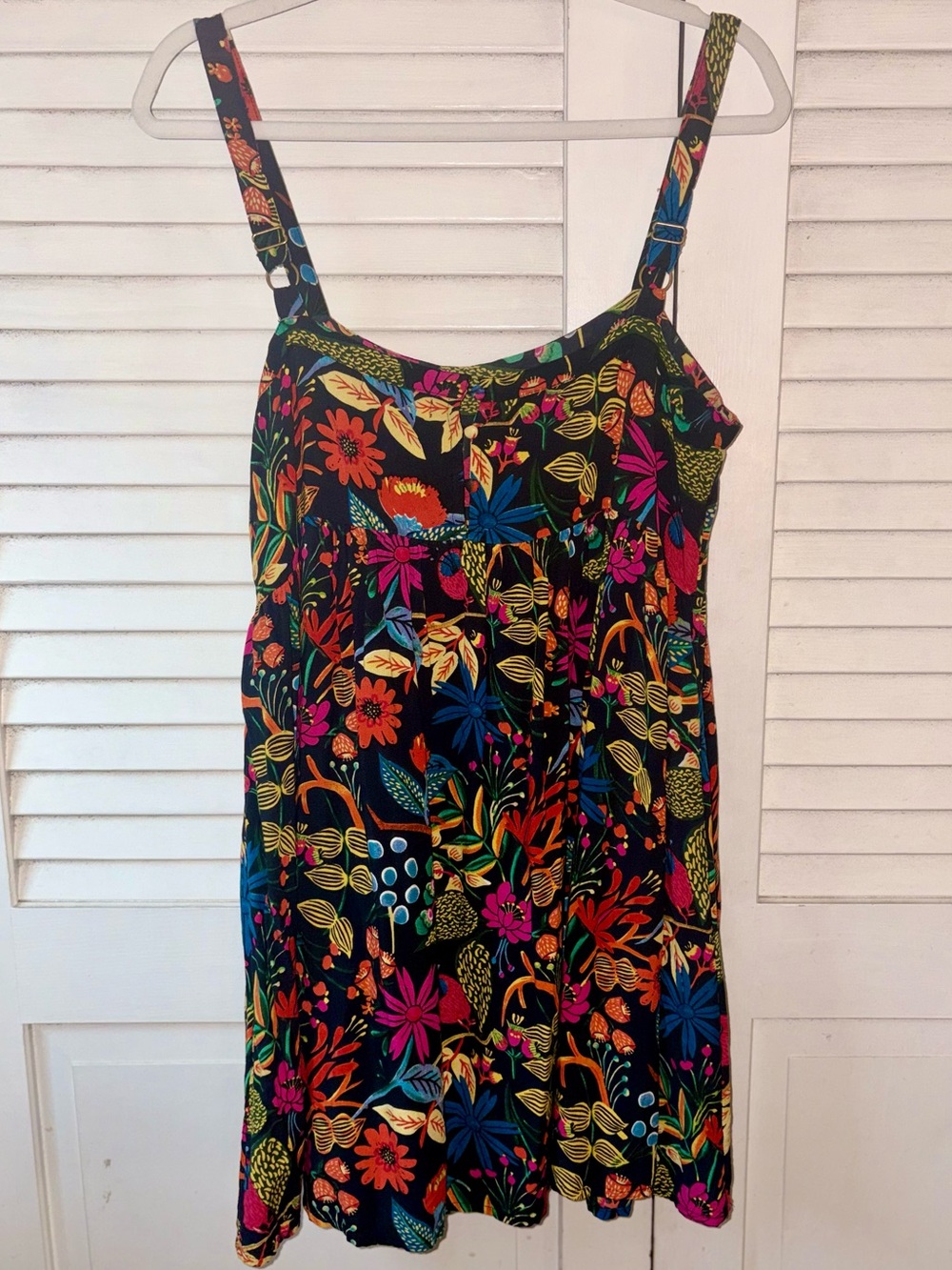 Natural Life Patti Mini Dress M Black Colorful Floral Babydoll Boho Rayon - Picture 4 of 6